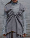 BASERANGE 25 Early Spring V-neck top BAS-TOMX-LC-SP25-HH BAYON GREY (YELLOW)